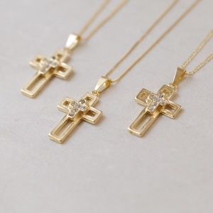 CZ Cross Necklace | 18k Gold Filled